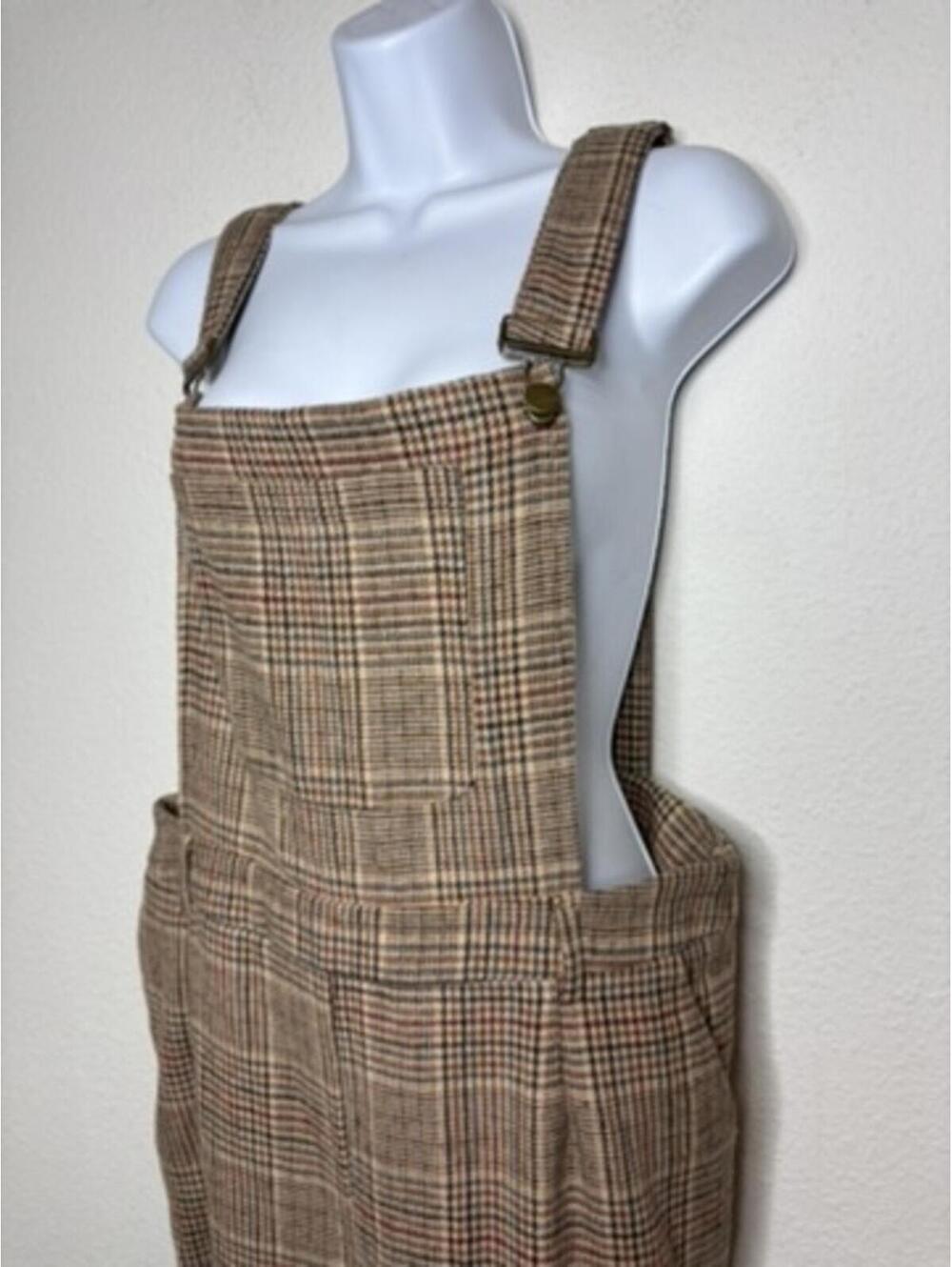 NWT Cider Sz XL Tan Plaid Wideleg Overalls, Jumpsuit, Romper (1991) - Picture 2 of 5